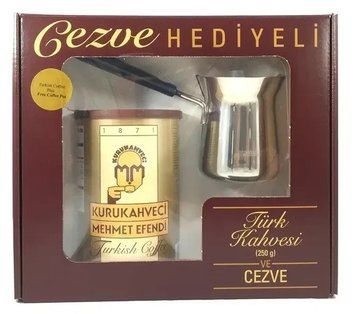 Подарунковий набір кави арабіка мелена Kurukahveci Mehmet Efendi 250 г + фірмова турка на 160 мл 1782940753 фото