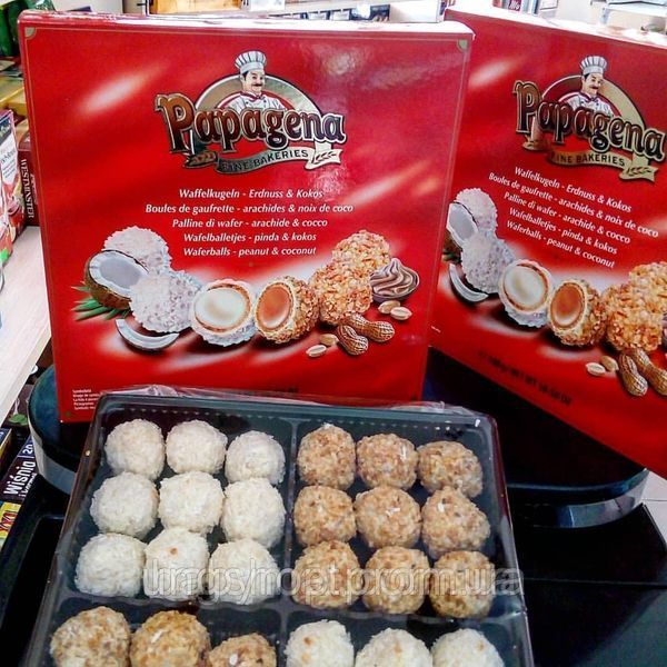Вафельні цукерки Waferballs with peanut & conconut Papagena, 300 г 940106997 фото