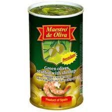 Оливки Испанские зеленые с креветкой Maestro de Oliva 280 грамм, Оливки Фаршированные Креветкой 1311423179 фото